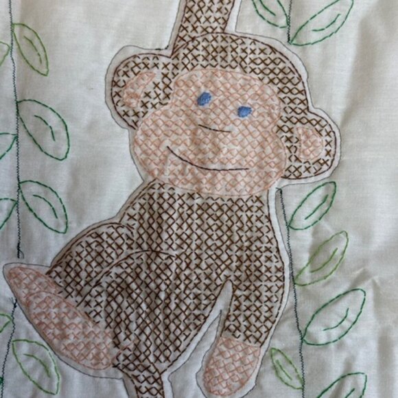 Homemae Baby Blanket Cross Stitch Elephant Giraffe Monkey Lion Frog 40"x61" - Picture 7 of 11